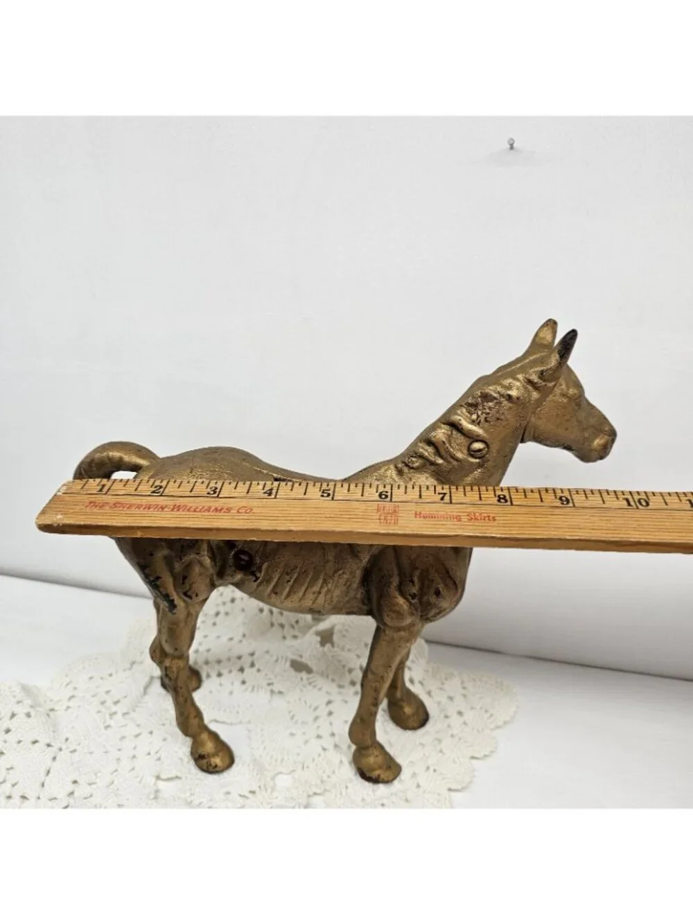 Antique Cast Iron Horse Still Bank AC Williams Beauty Gold Paint Coin Penny